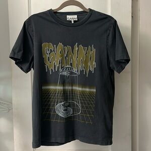 Ganni Grey space t shirt sz S